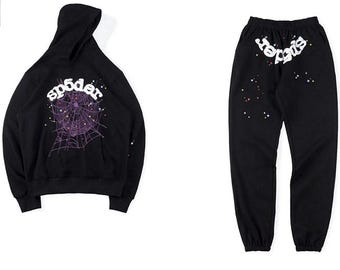 Conjunto de treino unissex preto Sp5der Worldwide - Calças de treino com capuz