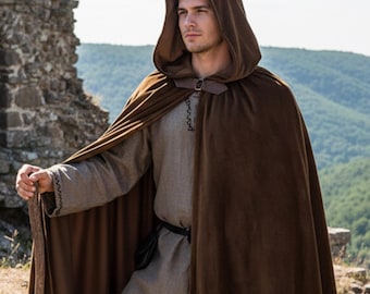 Brown Medieval Hooded Cloak – Renaissance Fantasy LARP Costume Cape
