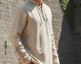 Men's Medieval Lace-Up Tunic – Renaissance Viking Shirt