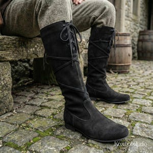 Medeltida vikingastövlar för män – Pälsfodrade vinterskor i läder, present till honom