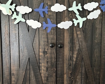 Airplane garland- airplane decor, time flies, birthday garland, boy birthday party