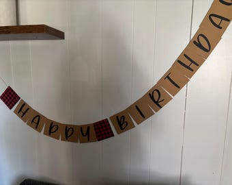 Lumberjack Happy birthday Banner-lumberjack Birthday banner, Happy Birthday, one happy camper