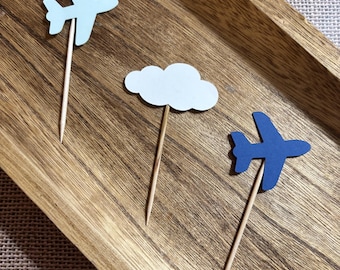 Airplane and cloud  Cupcake Toppers - 24 Piece Party Decor