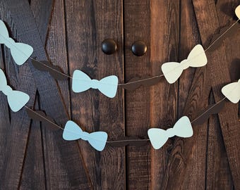 Mustache bowties garland- blue bows , birthday garland, lil man birthday party