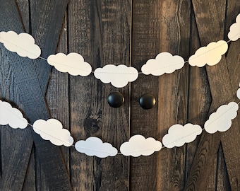 Cloud garland- paper cloud garland ,birthday garland, birthday party, on cloud nine