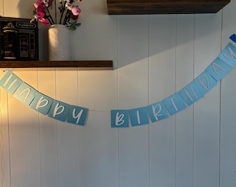 Happy birthday Banner- blue banner, Blue Birthday banner, Happy Birthday