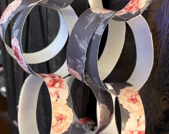 Floral paper chain  paper chain garland , home decor, party decor, bridal shower decor