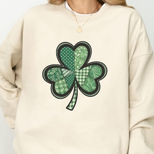 Sudadera de trébol del Día de San Patricio, suéter retro de San Patricio, suéter del Día de San Patricio, regalo del Día de San Patricio, suéter de trébol de patchwork