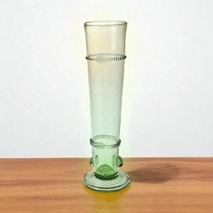 Hand-Blown Czech Renaissance Goblet – 11&quot; Tall Green Forest Glass with Prunts – Medieval Historic Bohemian Drinkware