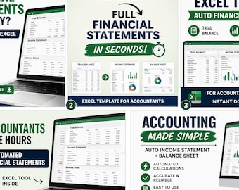 Trial Balance Template Excel | Auto-Generate Income Statement, Balance Sheet & Ledger | Accountant Month-End Close Spreadsheet |