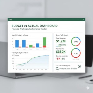 Budget vs Actual Excel Dashboard | Monthly Variance Analysis & KPI Tracker for FP and A Teams image 7