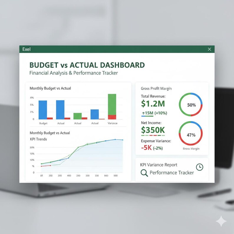 Budget vs Actual Excel Dashboard | Monthly Variance Analysis & KPI Tracker for FP and A Teams image 7