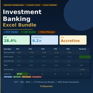 Paquete de Excel para banca de inversión / Modelos DCF, LBO y fusiones y adquisiciones (descarga instantánea)