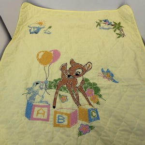 Vtg 1970s Paragon Neddlecraft Bambi Cross Stitch Baby Blanket 38x56 image 1