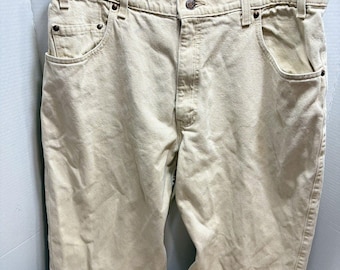 Vintage Levis 545 Jeans 37x38 Loose Fit Brown Tab Khaki Denim 90s Made in USA