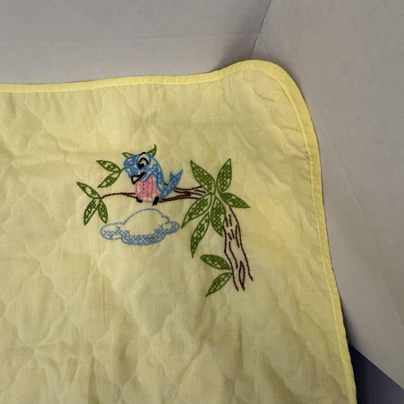 Vtg 1970s Paragon Neddlecraft Bambi Cross Stitch Baby Blanket 38x56 image 6