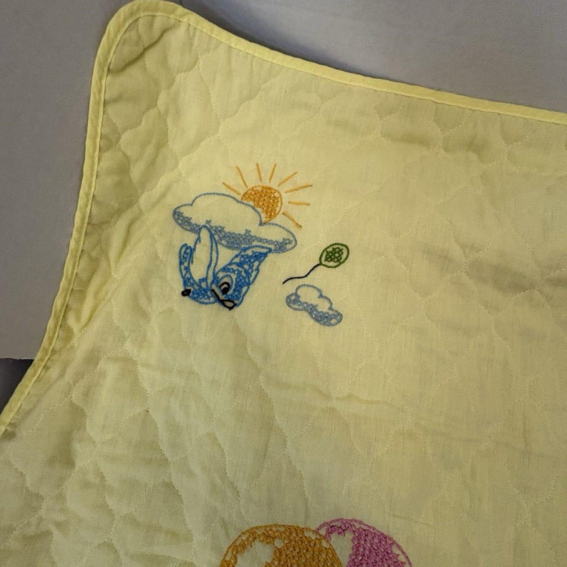 Vtg 1970s Paragon Neddlecraft Bambi Cross Stitch Baby Blanket 38x56 image 7