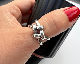 Adjustable Chunk Knot Ring for Women, Women Boho Thumb Ring, Adjustable Statement Ring, Gift for Her, Gift for Best Friend, Christmas Gift