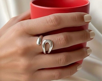 Chunk Open Ring for Women, Thumb Ring for Women, Adjustable Silver Statement Ring, Gift for Her, Christmas Gift, Gift for Mom,