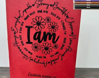Custom Laser Engraved Personalized I AM Scripture Journal - Christian Gift - Encouragement Notebook