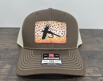Brown Trout Richardson 112 6-panel hat with fly fishing laser engraved patch