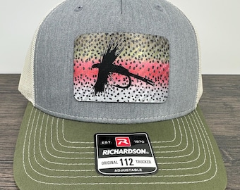 Rainbow Trout Engraved Fly Patch Hat | Richardson 112 5-panel cap