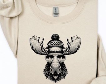 Moose with Sunglasses T-Shirt or Sweatshirt | Funny Moose Shirt