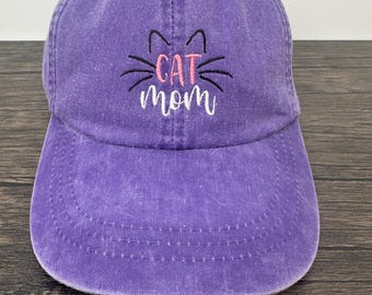 Women’s Embroidered Cat Mom Hat | Cat Lover Gift