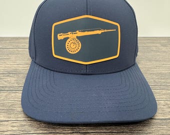 Fly Rod and Reel Laser Engraved Silicone Patch Hat
