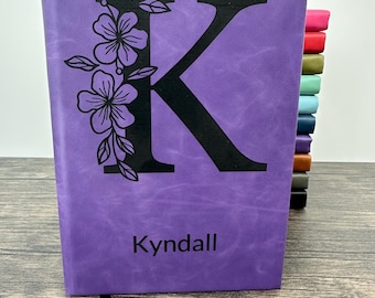 Custom Floral Monogram and Name Engraved Journal