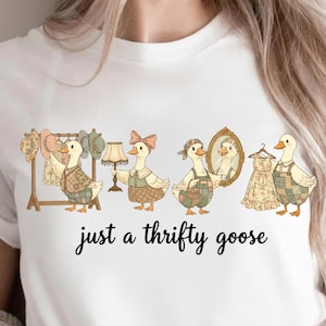 Just A Thrifty Goose PNG | Grandma duck Thrift Shirt Design | Secondhand Shopping (Digital Download)
