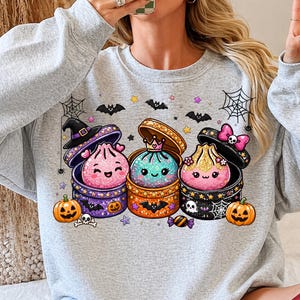 Kawaii Halloween Dumpling Clipart, Glitter Spooky PNG (Digital Download)