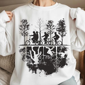 80s Horror TV Show Fan Art, Biking Kids, Upside Down Silhouette (Digital Download)