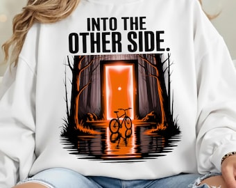 Upside-Down Silhouette Sunset Design, 80s Horror Fan Art (PNG)