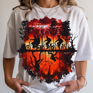 Upside Down Silhouette Sunset PNG Graphic - 80s Horror TV Show Fan Art (Digital Download)