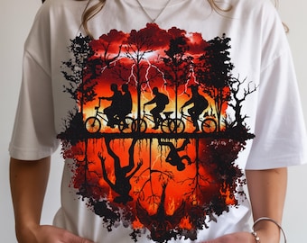 Upside Down Silhouette Sunset PNG Graphic - 80s Horror TV Show Fan Art (Digital Download)