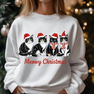 Santa Black Cat PNG, Four Christmas Cats Lights Clipart, kitten PNG Illustration