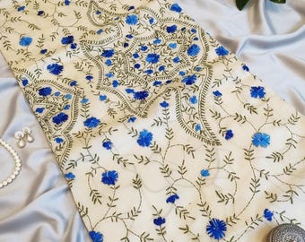 Handwoven Floral Kantha Stitch Assam Silk Saree for Puja, Festival | Bullion hand stitch work