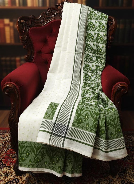 Handwoven Soft Dhakai Jamdani Saree | Bengal Cotton-Silk Blend