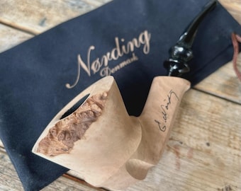 UNSMOKED Erik Nording Signature Natural Unfinished Smooth Freehand Briar Tobacco Pipe