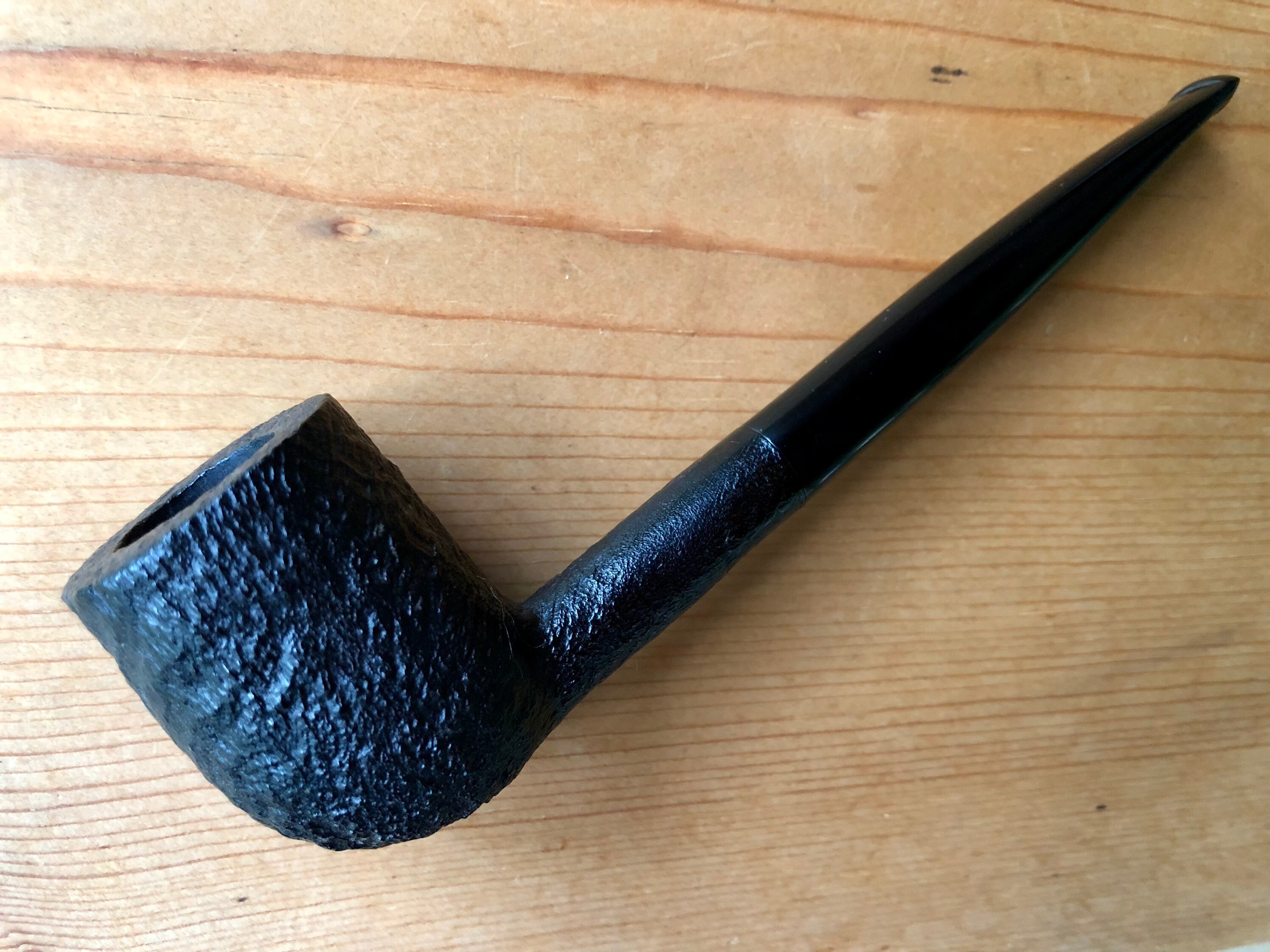 Germany Estate Denicotea (050) Rusticate Bent Freehand 9mm Tobacco Pipe
