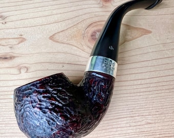 2005 Peterson's  Donegal Rocky Sterling Silver Rusticated (03) Bent Briar Estate Pipe P lip - Restored!