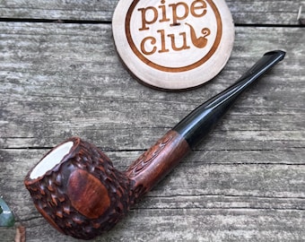 NOS UNSMOKED Carved Apple Meerschaum lined Briar Italy  Estate Pipe