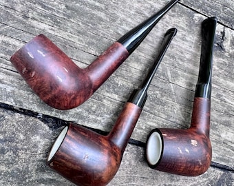Lot of 3 NOS Unsmoked Meerschaum Lined Briar Estate Pipes Italy