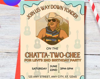 Chatta-Two-Chee Birthday Invitation: Alan Jackson Theme (Canva Template Digital Download)