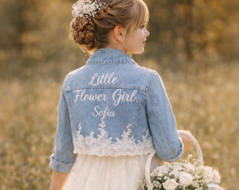 Flower Girl Proposal Gift – Custom Girl Denim Jacket – Junior Bridesmaid Ask