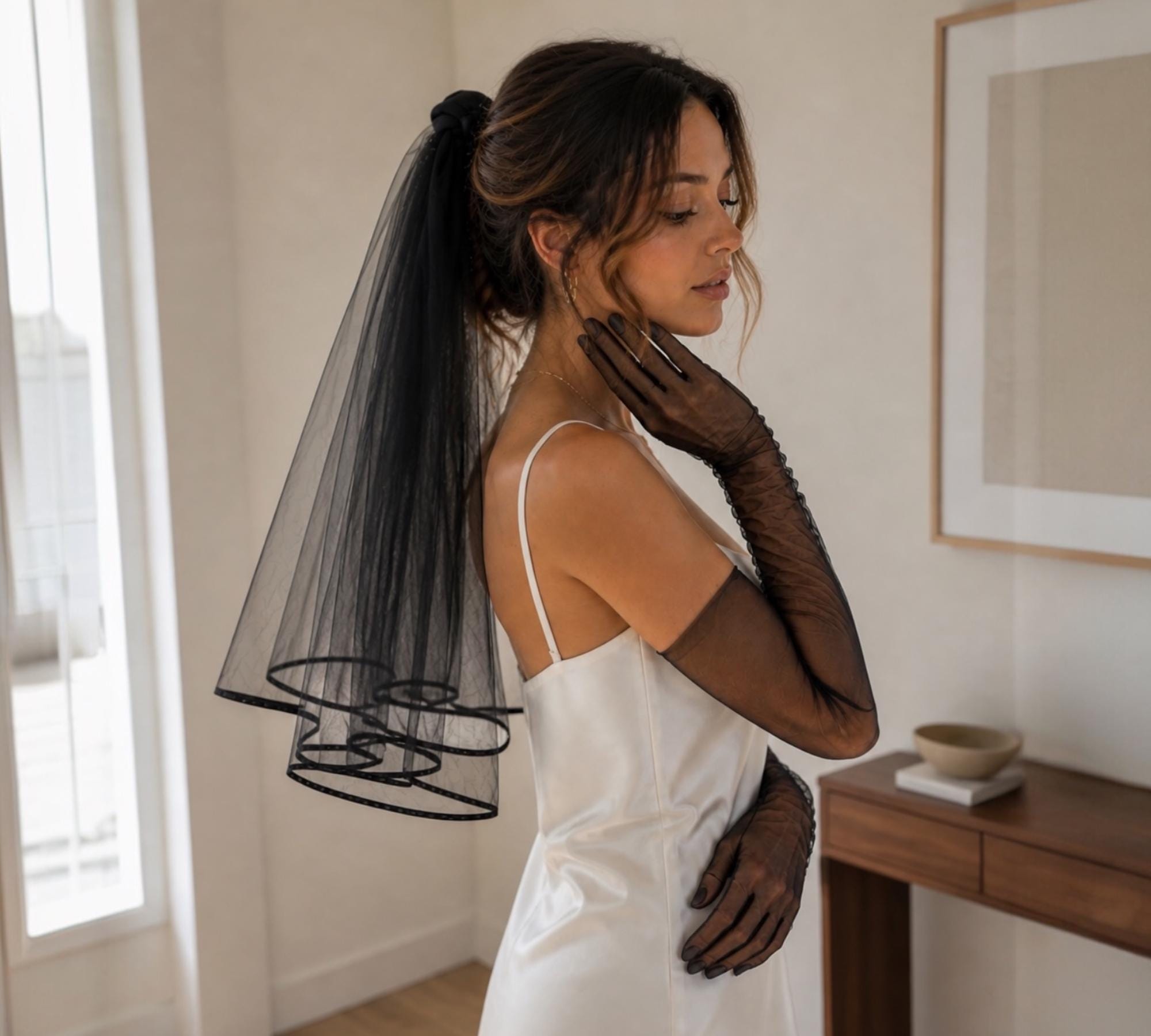 Black Wedding Veils Long - Etsy