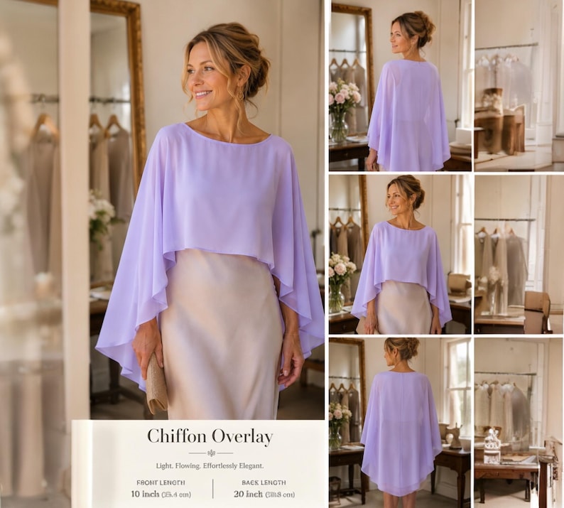 Purple wedding dress toppers - Lavender Chiffon Shawl