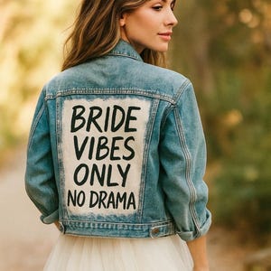 Custom Bride Denim Jacket - Bachelorette Party Outfit - Engagement Gift - Bridal Jean Jacket - Wedding Favor - Wedding Ideas