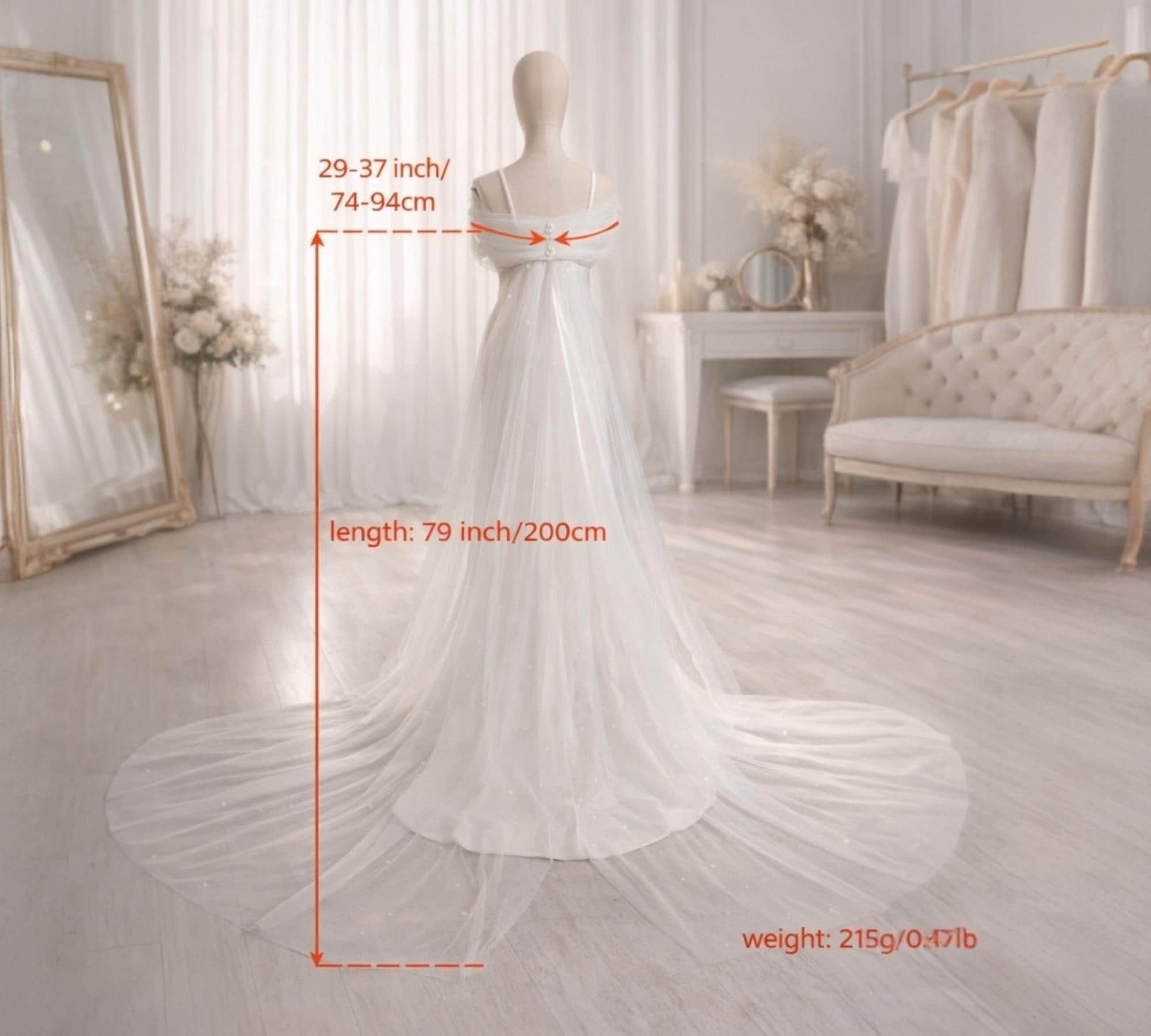 Long Pearl Tulle Bridal Arm Wrap – Sheer Wedding Arm Cover With Back ...